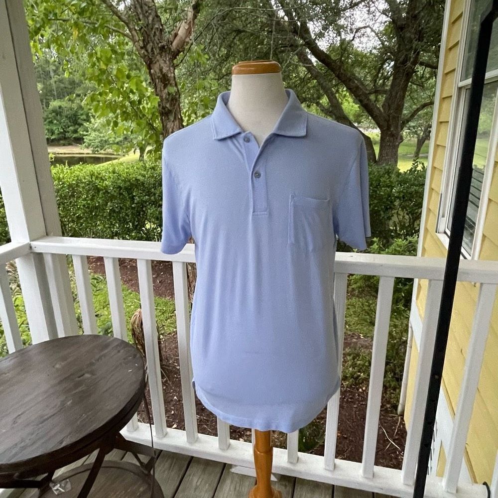 Mack Weldon Mesh Polo. Light blue. Large.